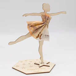 Geldgeschenk mit Ballerina - aus Holz personalisiert