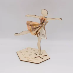 Geldgeschenk mit Ballerina - aus Holz personalisiert