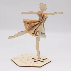 Geldgeschenk mit Ballerina - aus Holz personalisiert