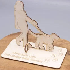 Geldgeschenk mit Hund - aus Holz personalisiert