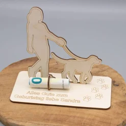 Geldgeschenk mit Hund - aus Holz personalisiert