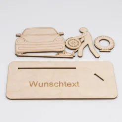 Geldgeschenk mit KFZ-Mechaniker - aus Holz personalisiert