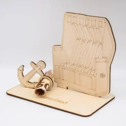 Geldgeschenk mit Strandkorb - aus Holz personalisiert