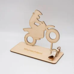 Geldgeschenk Motocross - aus Holz personalisiert