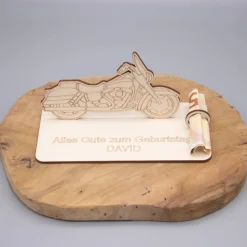 Geldgeschenk Motorrad - aus Holz personalisiert