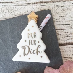 Geldgeschenk "Nur für Dich" ~ Porzellan Tannenbaum für Geldscheine ~ Weihnachten ~ Deko