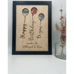 Geldgeschenk personalisiert zum Geburtstag – Bilderrahmen mit Luftballon, Geschenkidee, Geldverpackung, personalisierbar