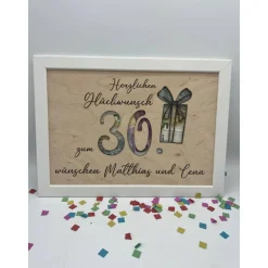 Geldgeschenk personalisiert zum Geburtstag, Andenken Bilderrahmen Geburtstagsgeschenk, Geschenkidee, Geldverpackung,Hoch