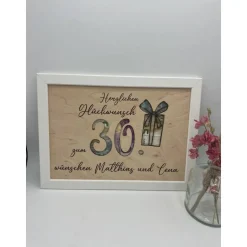 Geldgeschenk personalisiert zum Geburtstag, Andenken Bilderrahmen Geburtstagsgeschenk, Geschenkidee, Geldverpackung,Hoch