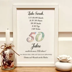 Geldgeschenk personalisiert zum 50. Geburtstag | Geld im Bilderrahmen | Geburtstagsgeschenk Geld im Bild