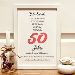 Geldgeschenk personalisiert zum 50. Geburtstag | Geld im Bilderrahmen | Geburtstagsgeschenk Geld im Bild