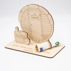Geldgeschenk Sauna - aus Holz personalisiert