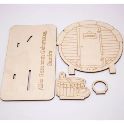 Geldgeschenk Sauna - aus Holz personalisiert