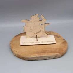 Geldgeschenk Schlagzeug - aus Holz personalisiert