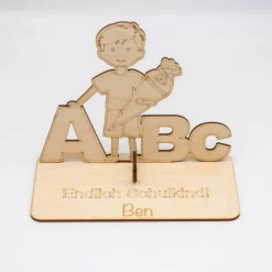 Geldgeschenk Schulanfang Junge - aus Holz personalisiert