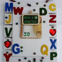 Geldgeschenk SCHULANFANG erster Schultag ABC Schütze Bild zum Schulanfang