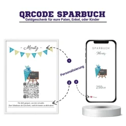 Geldgeschenk Schulanfang | Digitales QrCode Sparbuch | Motiv Schultüte