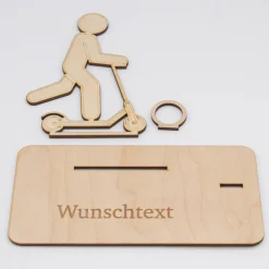 Geldgeschenk Scooter - aus Holz personalisiert