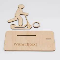 Geldgeschenk Scooter - aus Holz personalisiert