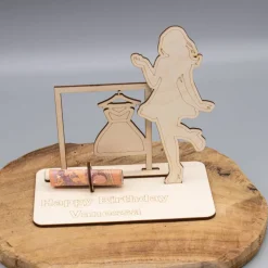 Geldgeschenk Shopping - aus Holz personalisiert