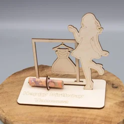 Geldgeschenk Shopping - aus Holz personalisiert