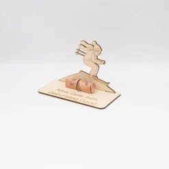 Geldgeschenk Skifahrer - aus Holz personalisiert