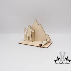 Geldgeschenk Skifahrer - aus Holz personalisiert