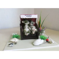 Geldgeschenk Spardose Mäuse im Strandkorb für Hochzeitsreise, Urlaubskasse & Hochzeitstag – Handbemalte Deko