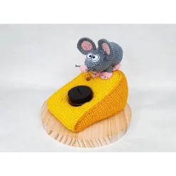 Geldgeschenk Spardose Sparschwein Gutschein Amigurumi Maus Käse Holzplatte Geschenkverpackung Name Individualisierb