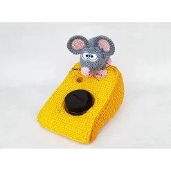 Geldgeschenk Spardose Sparschwein Gutschein Amigurumi Maus Käse Holzplatte Geschenkverpackung Name Individualisierb