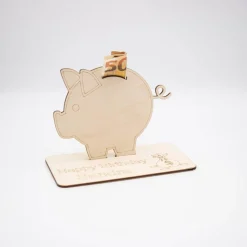 Geldgeschenk Sparschwein - aus Holz personalisiert