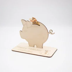 Geldgeschenk Sparschwein - aus Holz personalisiert