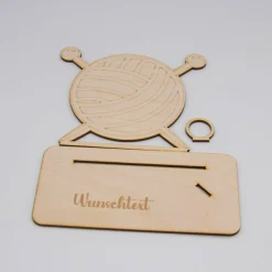 Geldgeschenk Stricken - aus Holz personalisiert