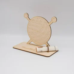 Geldgeschenk Stricken - aus Holz personalisiert