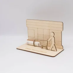 Geldgeschenk Supermarkt - aus Holz personalisiert