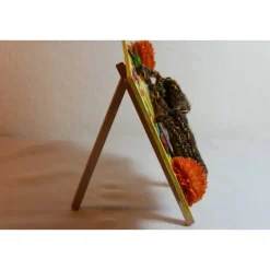 Geldgeschenk TASCHERL GÄNSEBLÜMCHEN Collage auf einer Malplatte inklusive Staffelei und einer kleinen Wolltasche