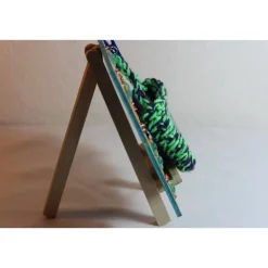 Geldgeschenk TASCHERL TÜRKIS/ORANGE Collage auf einer Malplatte inklusive Staffelei und einer kleinen Wolltasche - Ge