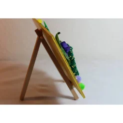 Geldgeschenk TASCHERL VEILCHEN Collage auf einer Malplatte inklusive Staffelei und einer kleinen Wolltasche