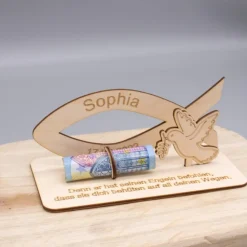 Geldgeschenk Taufe - Konfirmation - aus Holz personalisiert