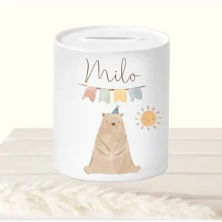 Geldgeschenk Taufe personalisiert, Spardose Kind Frosch mit Namen, Sparschwein Tiere, Sparbüchse Taufe, Geschenk