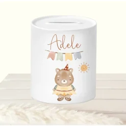 Geldgeschenk Taufe personalisiert, Spardose Kind Frosch mit Namen, Sparschwein Tiere, Sparbüchse Taufe, Geschenk