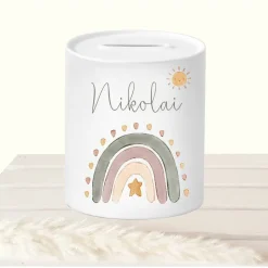 Geldgeschenk Taufe personalisiert, Spardose Kind Frosch mit Namen, Sparschwein Tiere, Sparbüchse Taufe, Geschenk