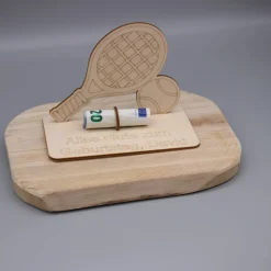 Geldgeschenk Tennis - aus Holz personalisiert