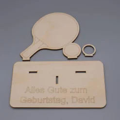 Geldgeschenk TIschtennis - aus Holz personalisiert