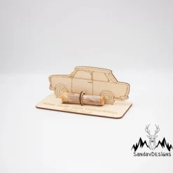Geldgeschenk Trabbi - aus Holz personalisiert