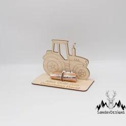 Geldgeschenk Traktor - aus Holz personalisiert