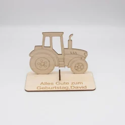 Geldgeschenk Traktor - aus Holz personalisiert