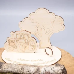 Geldgeschenk Traktor - aus Holz personalisiert