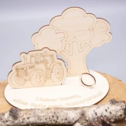 Geldgeschenk Traktor - aus Holz personalisiert