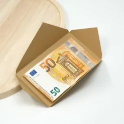 Geldgeschenk Umschlag mit Banderole, personalisierter Holzblume und Wachssiegel / Schwertlilie / Hochzeitsgeschenk